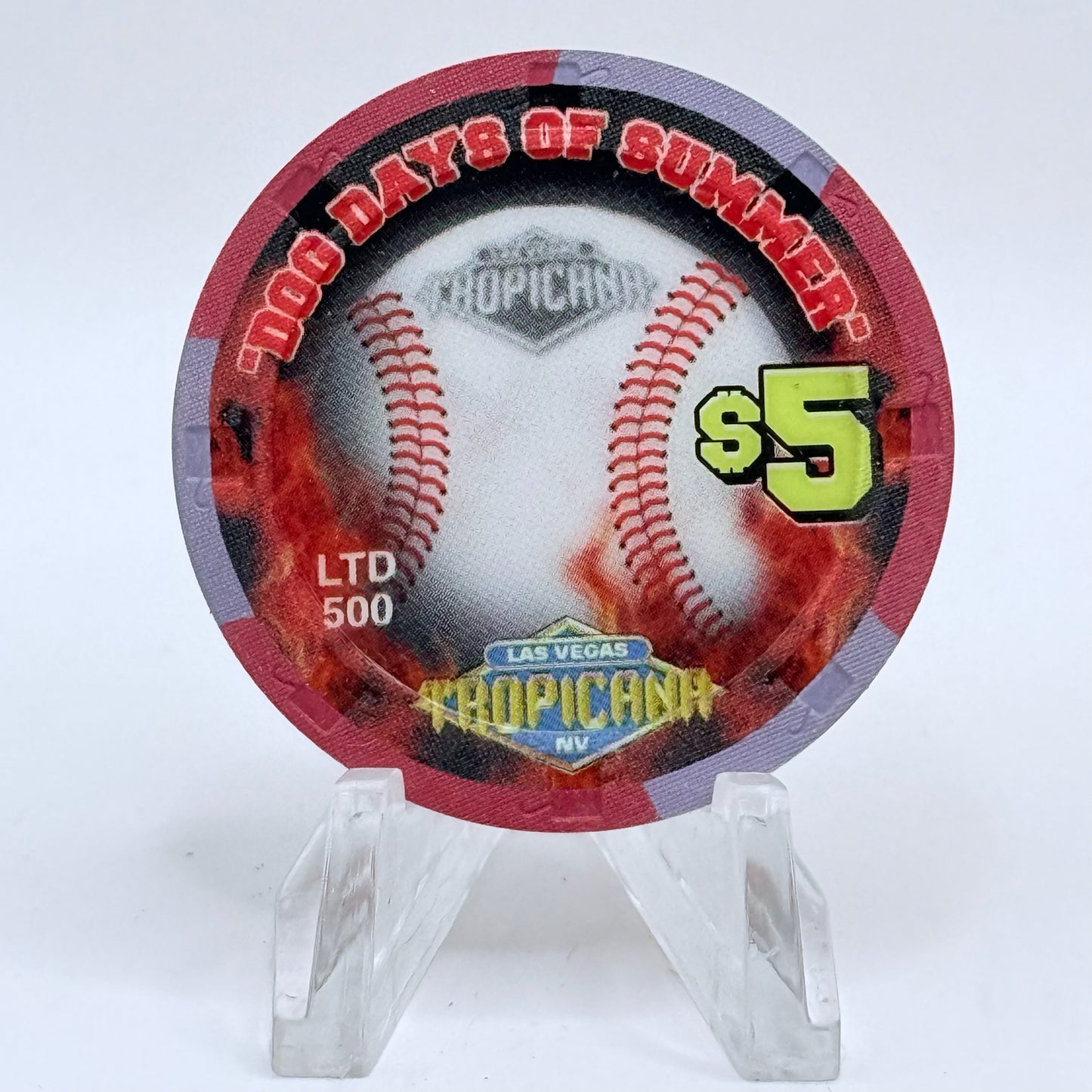 Tropicana Las Vegas Nevada 2002 'Stadium Collection Series - Dog Days of Summer Baseball' Series 15 LE $5 Casino Chip E2872