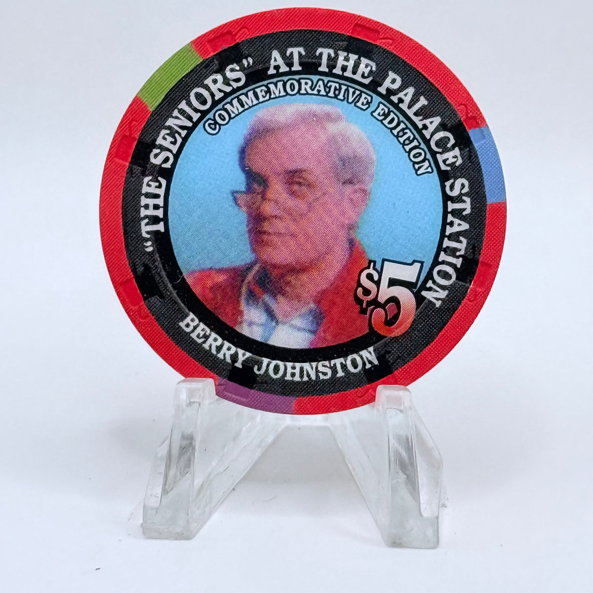 Palace Station Las Vegas Nevada 2002 'Berry Johnston' Series 100 LE $5 Casino Chip E1823