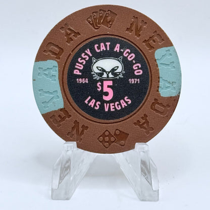 Pussycat a' Go-Go Las Vegas Nevada 1995 'Borland' Series 1 $5 Imitation Chip E7306