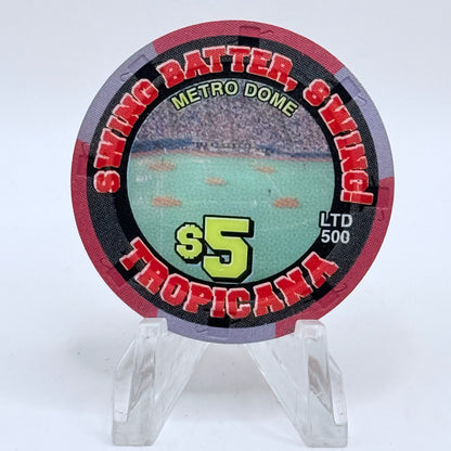 Tropicana Las Vegas Nevada 2002 'Swing Batter, Swing! - Dog Days of Summer Baseball' Series 15 LE $5 Casino Chip E2874