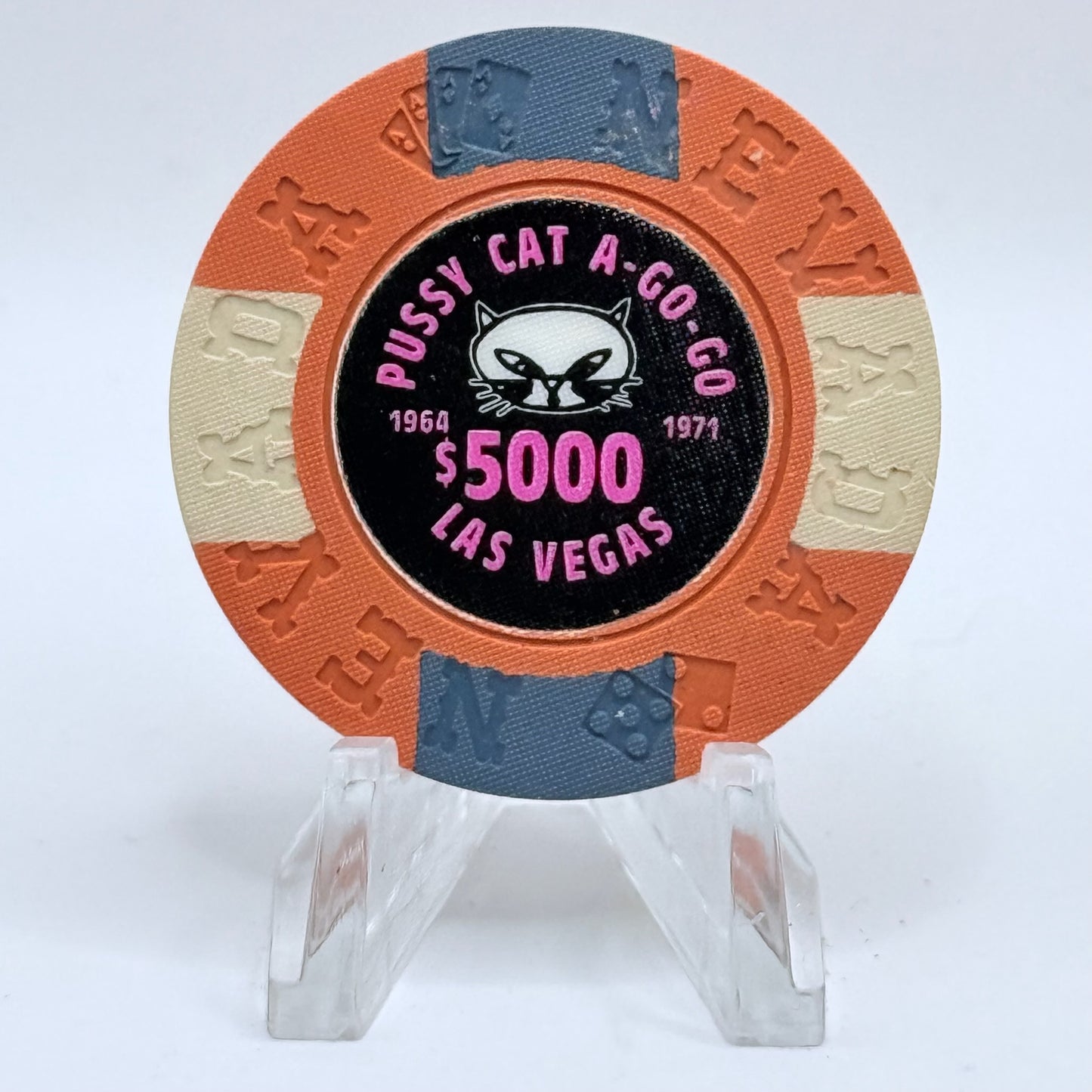 Pussycat a' Go-Go Las Vegas Nevada 1995 'Borland' Series 1 $5000 Imitation Chip E2173