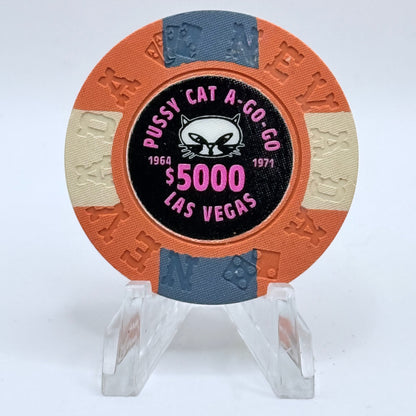 Pussycat a' Go-Go Las Vegas Nevada 1995 'Borland' Series 1 $5000 Imitation Chip E2173