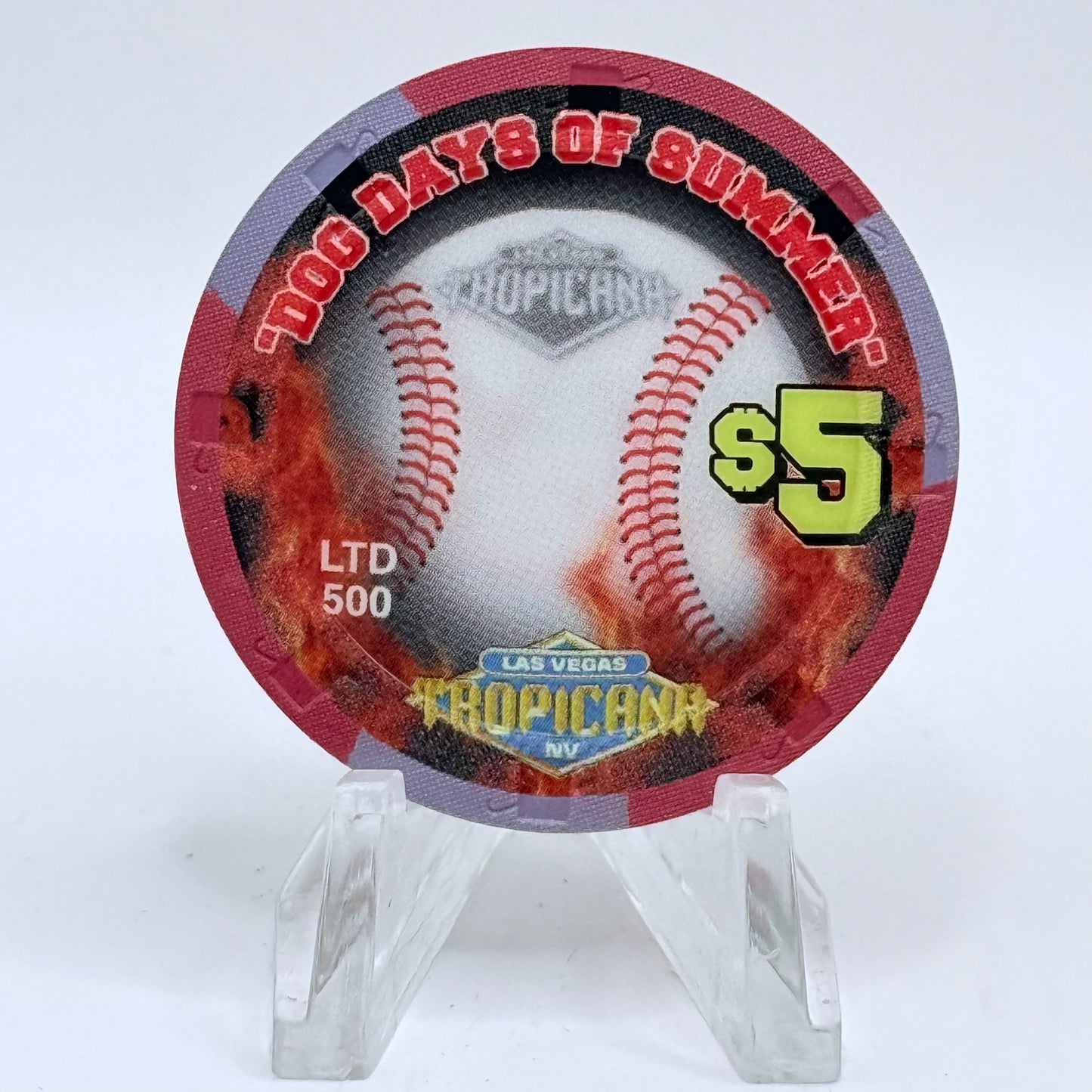 Tropicana Las Vegas Nevada 2002 'Swing Batter, Swing! - Dog Days of Summer Baseball' Series 15 LE $5 Casino Chip E2874