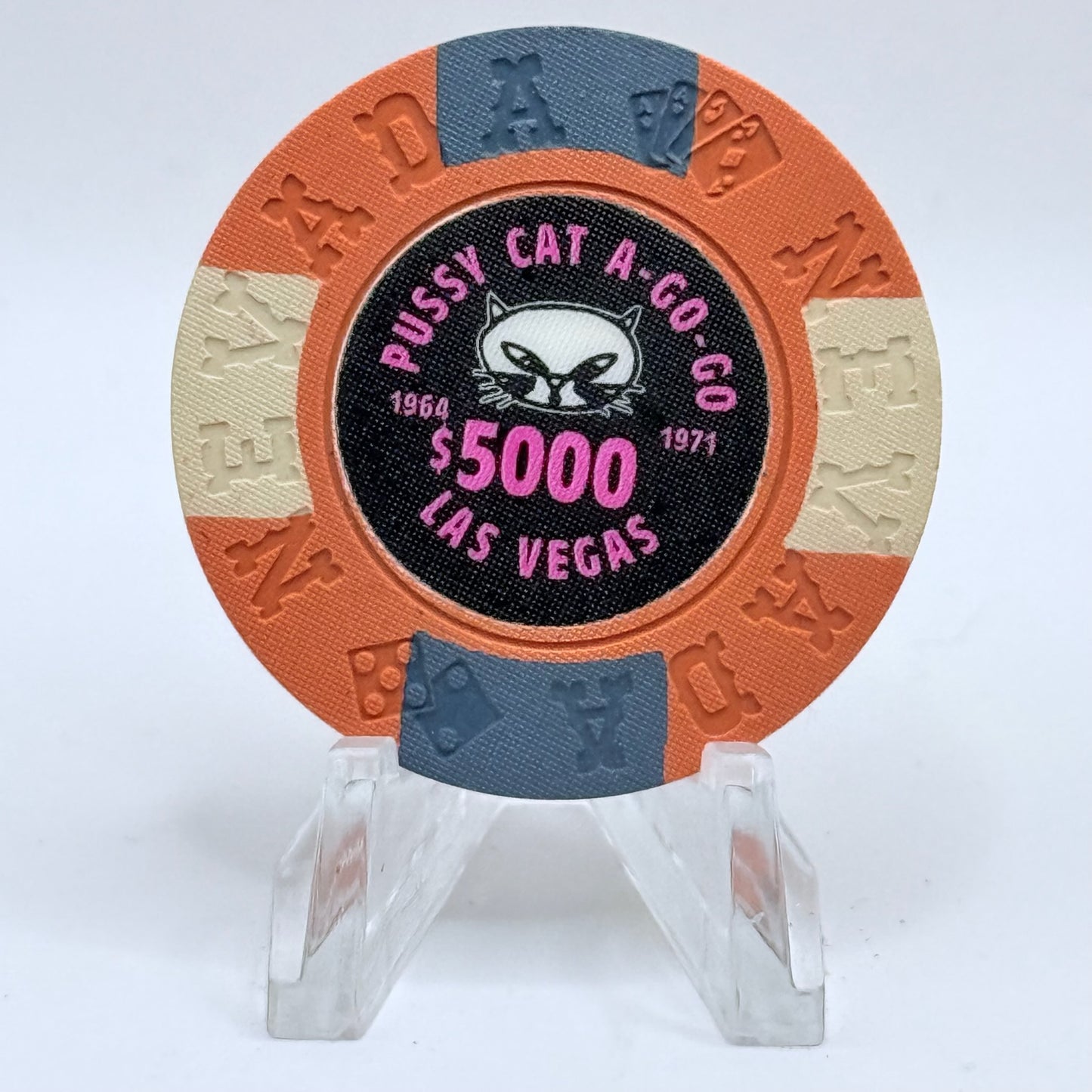 Pussycat a' Go-Go Las Vegas Nevada 1995 'Borland' Series 1 $5000 Imitation Chip E2173