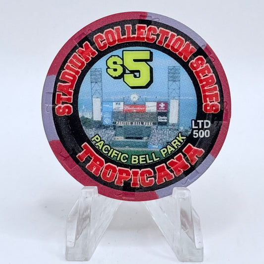 Tropicana Las Vegas Nevada 2002 'Stadium Collection Series - Dog Days of Summer Baseball' Series 15 LE $5 Casino Chip E2876