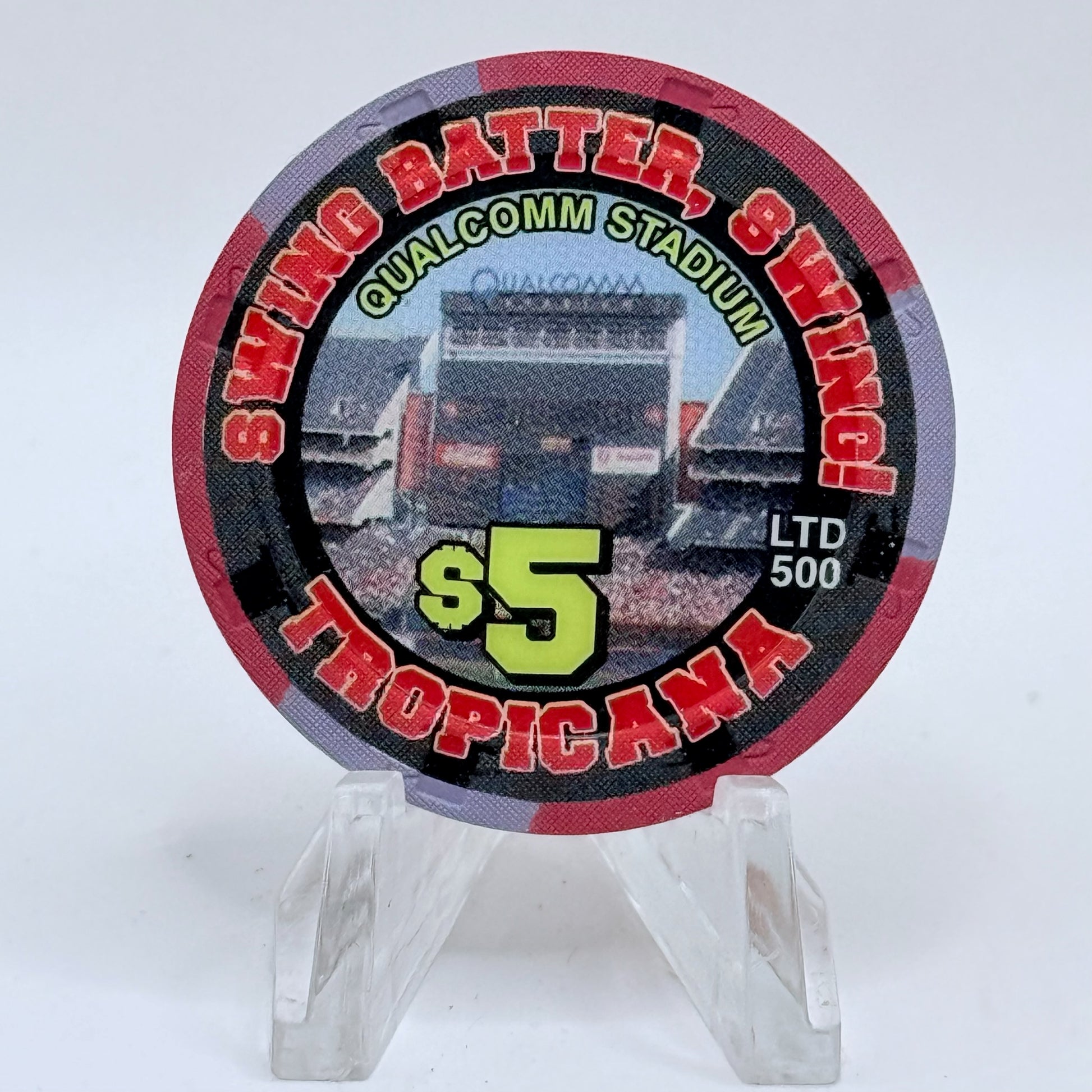 Tropicana Las Vegas Nevada 2002 'Swing Batter, Swing! - Dog Days of Summer Baseball' Series 15 LE $5 Casino Chip E2877