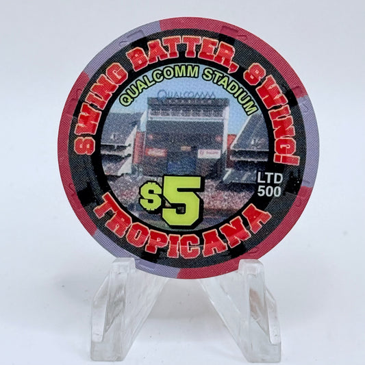 Tropicana Las Vegas Nevada 2002 'Swing Batter, Swing! - Dog Days of Summer Baseball' Series 15 LE $5 Casino Chip E2877
