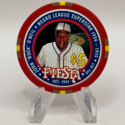 Fiesta Rancho N. Las Vegas Nevada 1997 'John Buck' O Neil' Series 4 LE $5 Casino Chip N9637