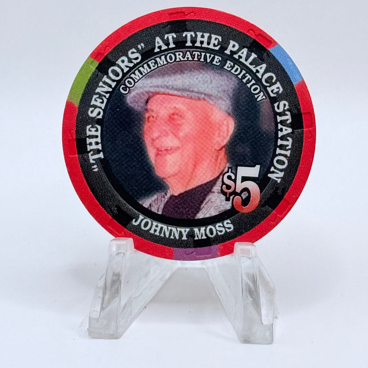 Palace Station Las Vegas Nevada 2002 'Johnny Moss' Series 100 LE $5 Casino Chip E1827