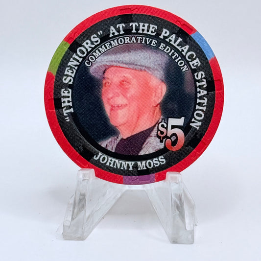 Palace Station Las Vegas Nevada 2002 'Johnny Moss' Series 100 LE $5 Casino Chip E1827