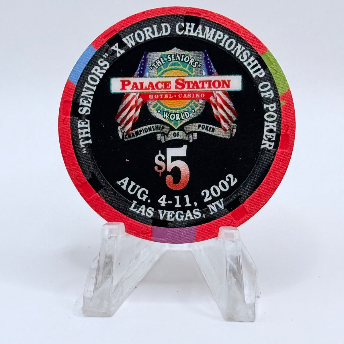Palace Station Las Vegas Nevada 2002 'Johnny Moss' Series 100 LE $5 Casino Chip E1827