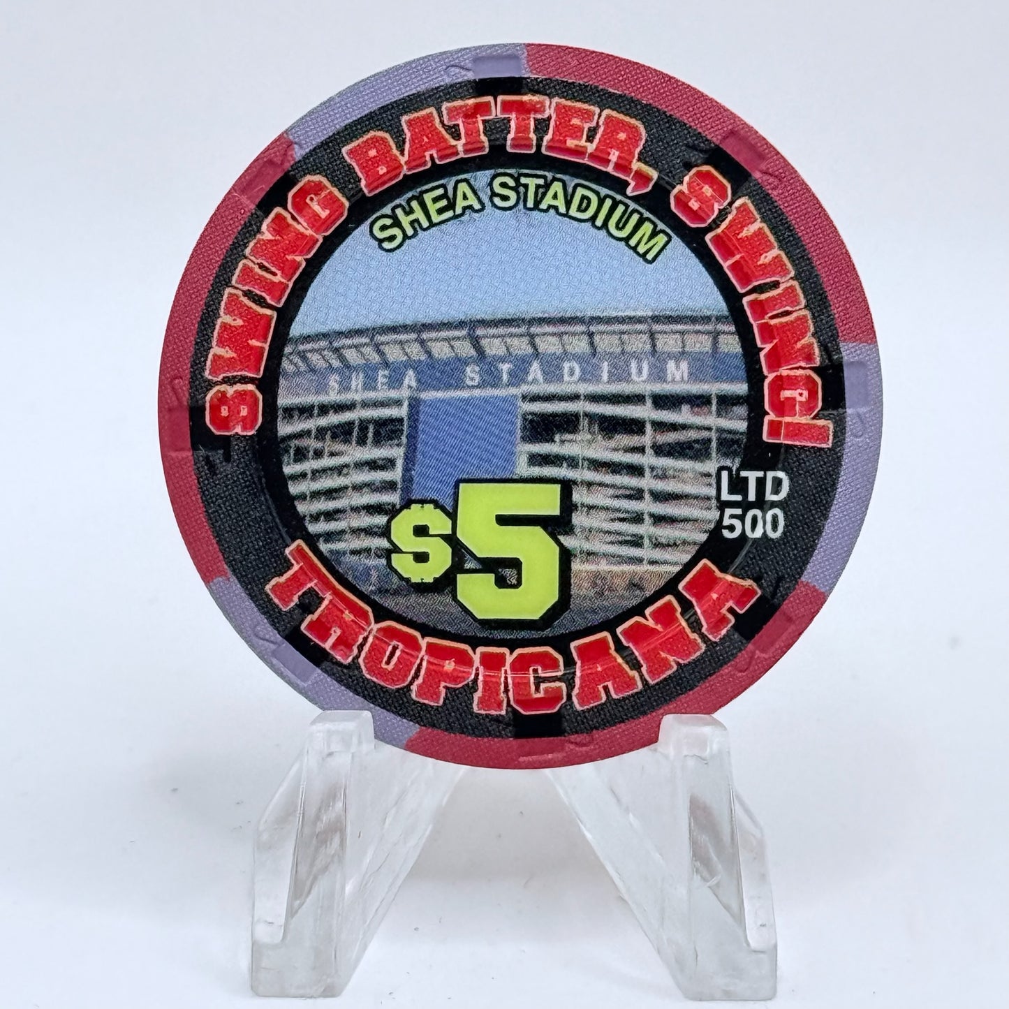 Tropicana Las Vegas Nevada 2002 'Swing Batter, Swing! - Dog Days of Summer Baseball' Series 15 LE $5 Casino Chip E2878
