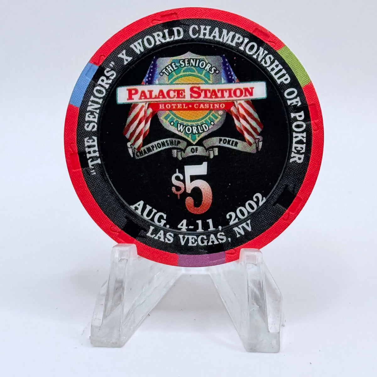 Palace Station Las Vegas Nevada 2002 'Puggy Pearson' Series 100 LE $5 Casino Chip E1828