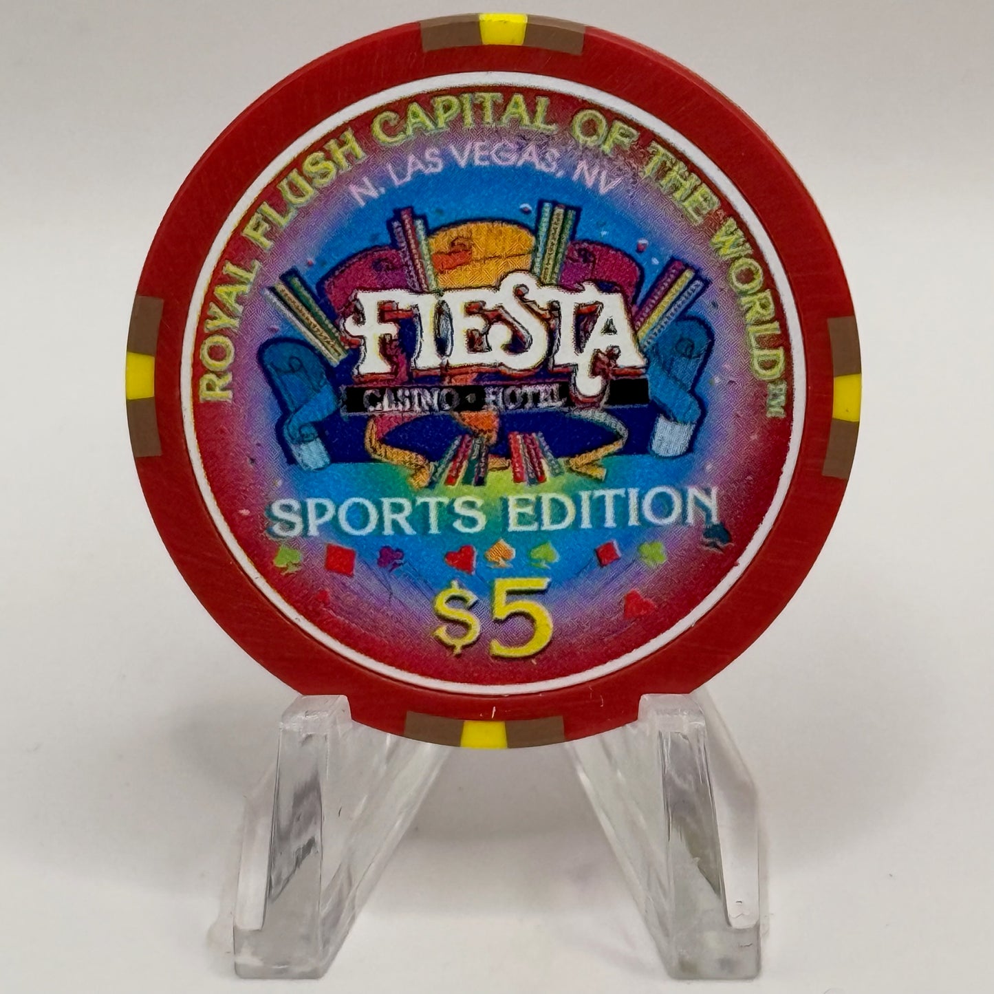 Fiesta Rancho N. Las Vegas Nevada 1997 'Verdel 'Lefty' Mathis' Series 4 LE $5 Casino Chip N9646