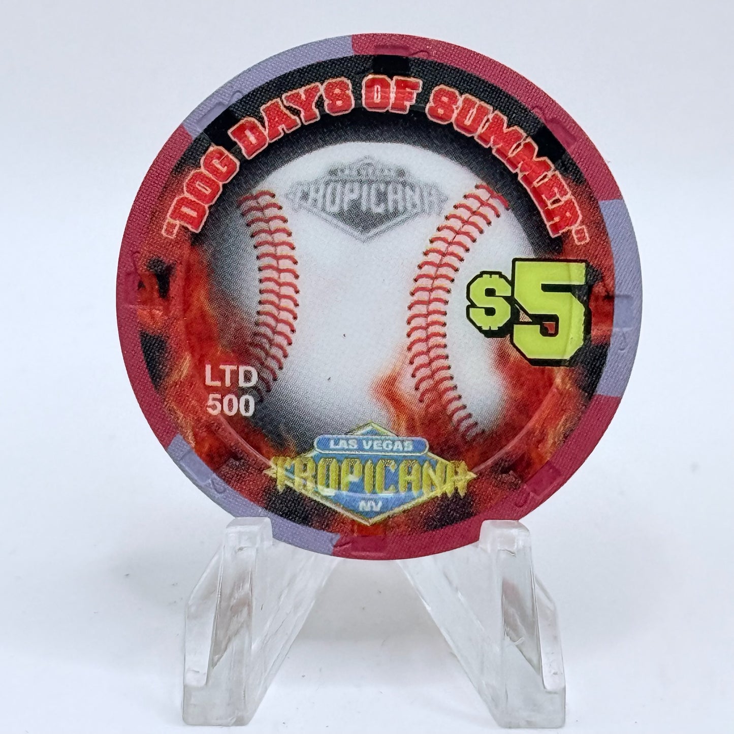 Tropicana Las Vegas Nevada 2002 'Stadium Collection Series - Dog Days of Summer Baseball' Series 15 LE $5 Casino Chip E2879