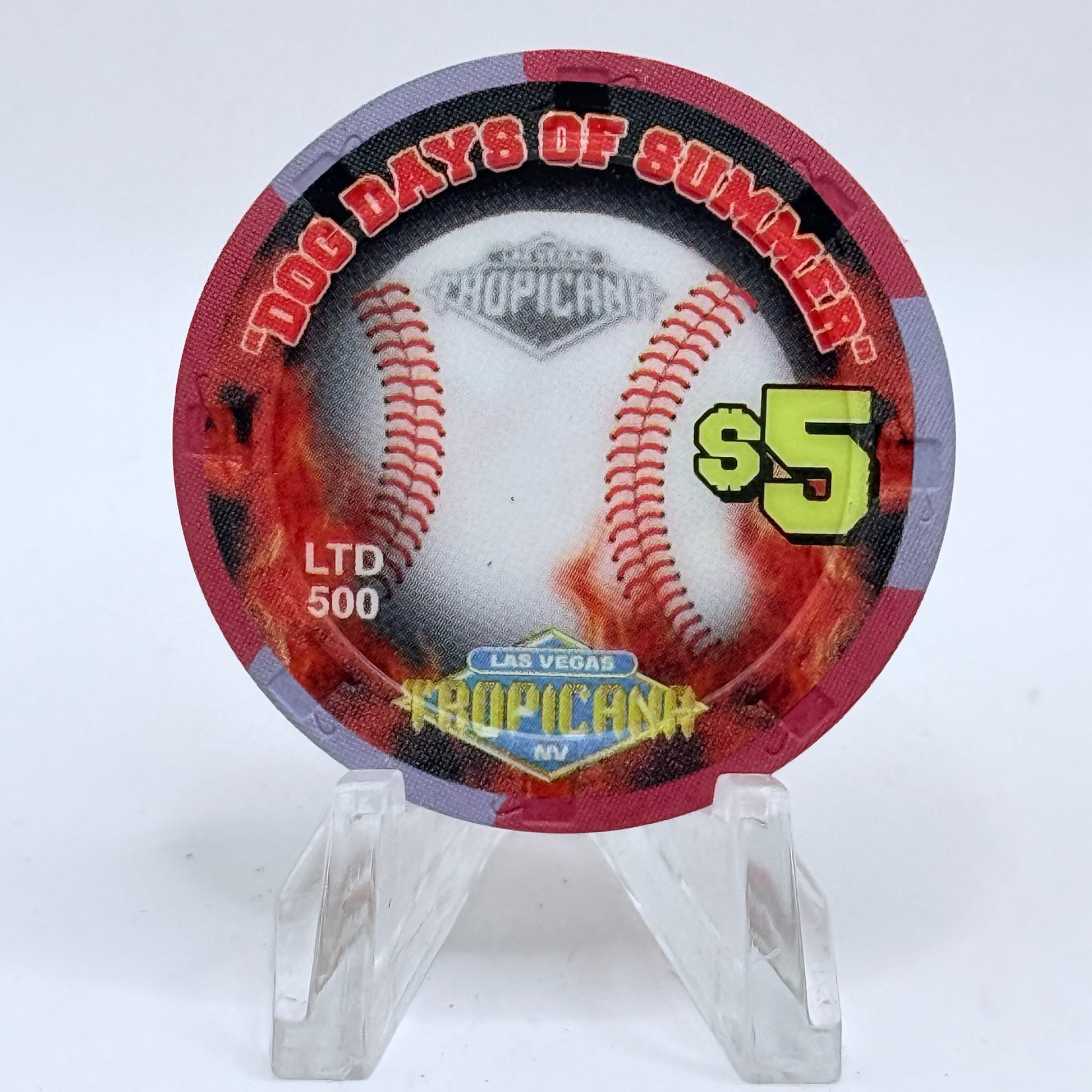 Tropicana Las Vegas Nevada 2002 'Stadium Collection Series - Dog Days of Summer Baseball' Series 15 LE $5 Casino Chip E2879
