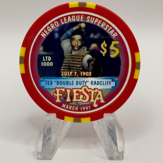 Fiesta Rancho N. Las Vegas Nevada 1997 'Ted 'Double Duty' Radcliff' Series 4 LE $5 Casino Chip N8225