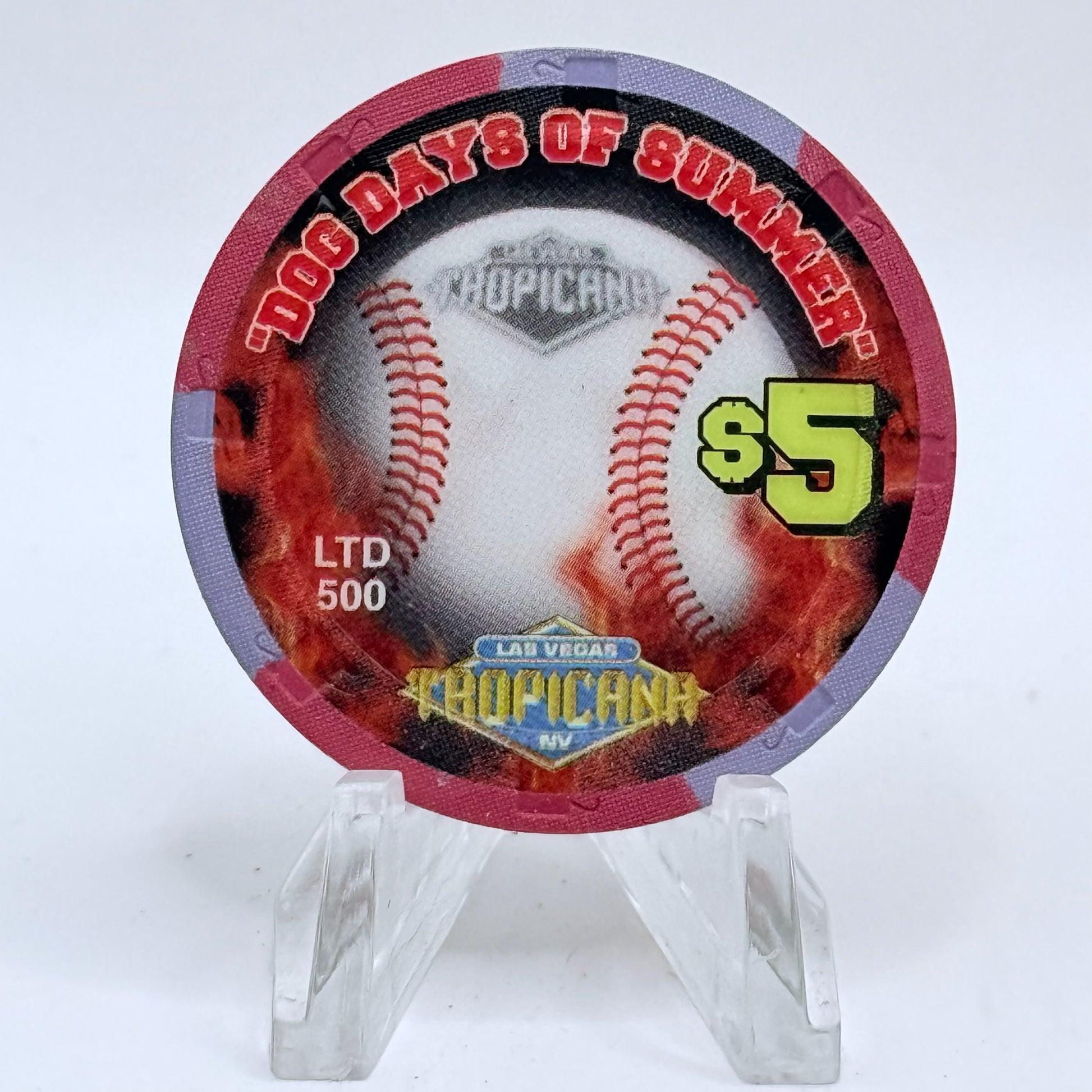 Tropicana Las Vegas Nevada 2003 'Stadium Collection Series - Dog Days of Summer Baseball' Series 15 LE $5 Casino Chip E2885
