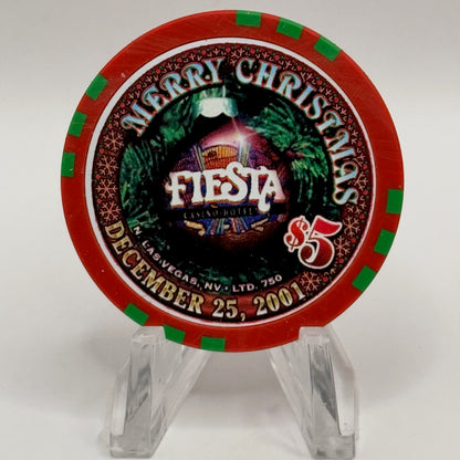 Fiesta Rancho N. Las Vegas Nevada 2001 'Merry Christmas' LE $5 Casino Chip V8444