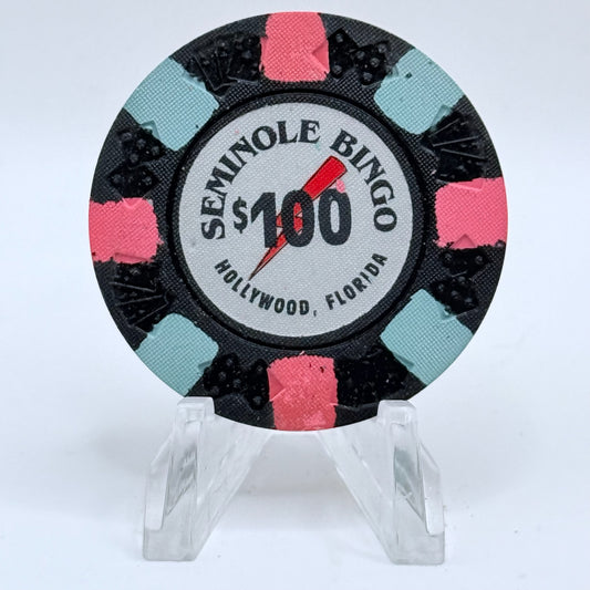 Seminole Indian Bingo Hollywood Florida $100 Casino Chip