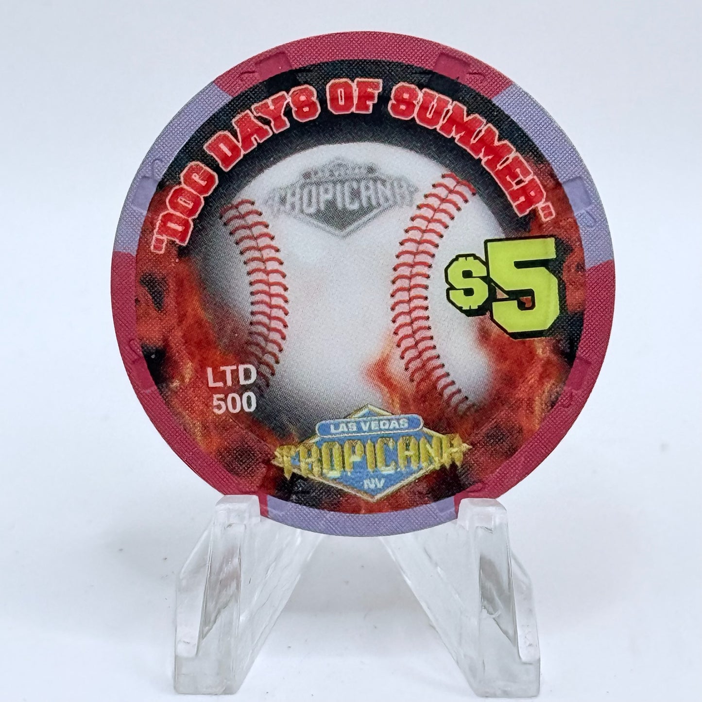 Tropicana Las Vegas Nevada 2003 'Stadium Collection Series - Dog Days of Summer Baseball' Series 15 LE $5 Casino Chip E2886