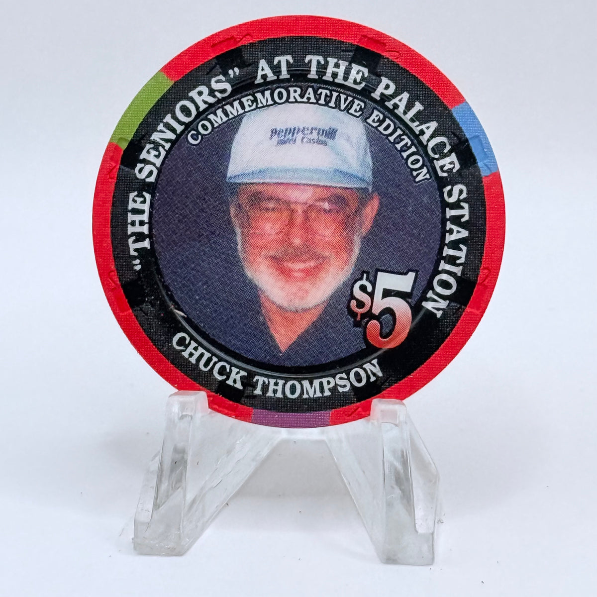 Palace Station Las Vegas Nevada 2002 'Chuck Thompson' Series 100 LE $5 Casino Chip E1833