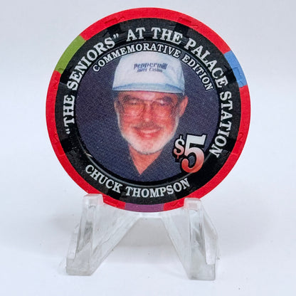 Palace Station Las Vegas Nevada 2002 'Chuck Thompson' Series 100 LE $5 Casino Chip E1833