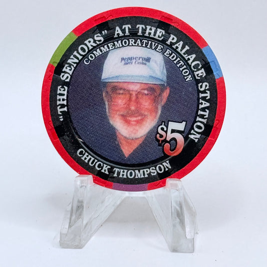 Palace Station Las Vegas Nevada 2002 'Chuck Thompson' Series 100 LE $5 Casino Chip E1833