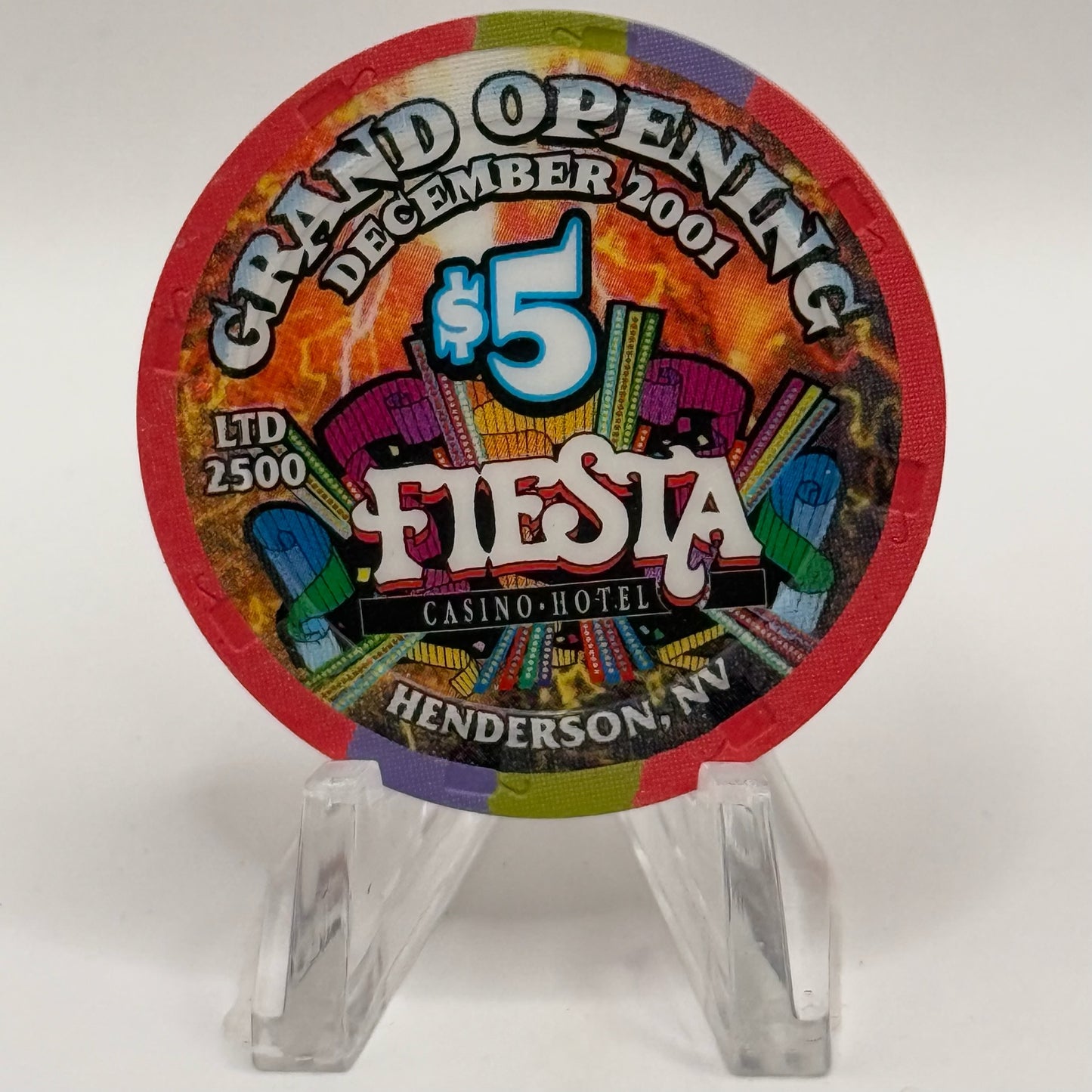 Fiesta Henderson Nevada 2001 'Grand Opening' LE $5 Casino Chip V8429