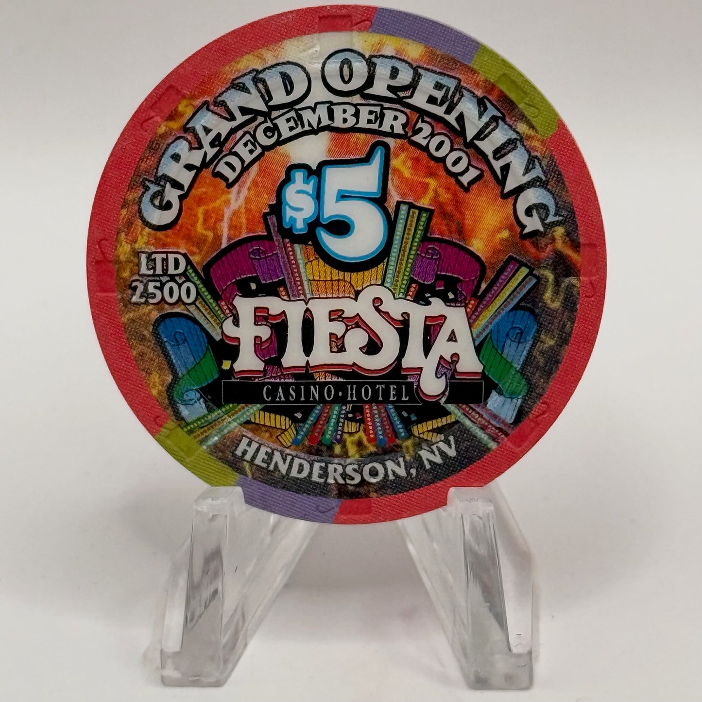 Fiesta Henderson Nevada 2001 'Grand Opening' LE $5 Casino Chip V8429