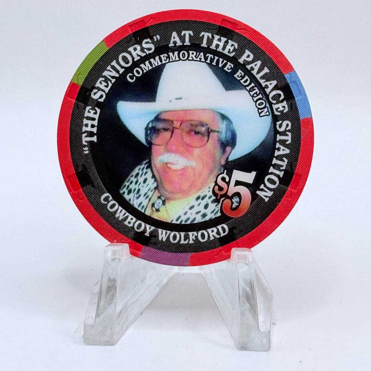 Palace Station Las Vegas Nevada 2002 'Cowboy Wolford' Series 100 LE $5 Casino Chip E1834
