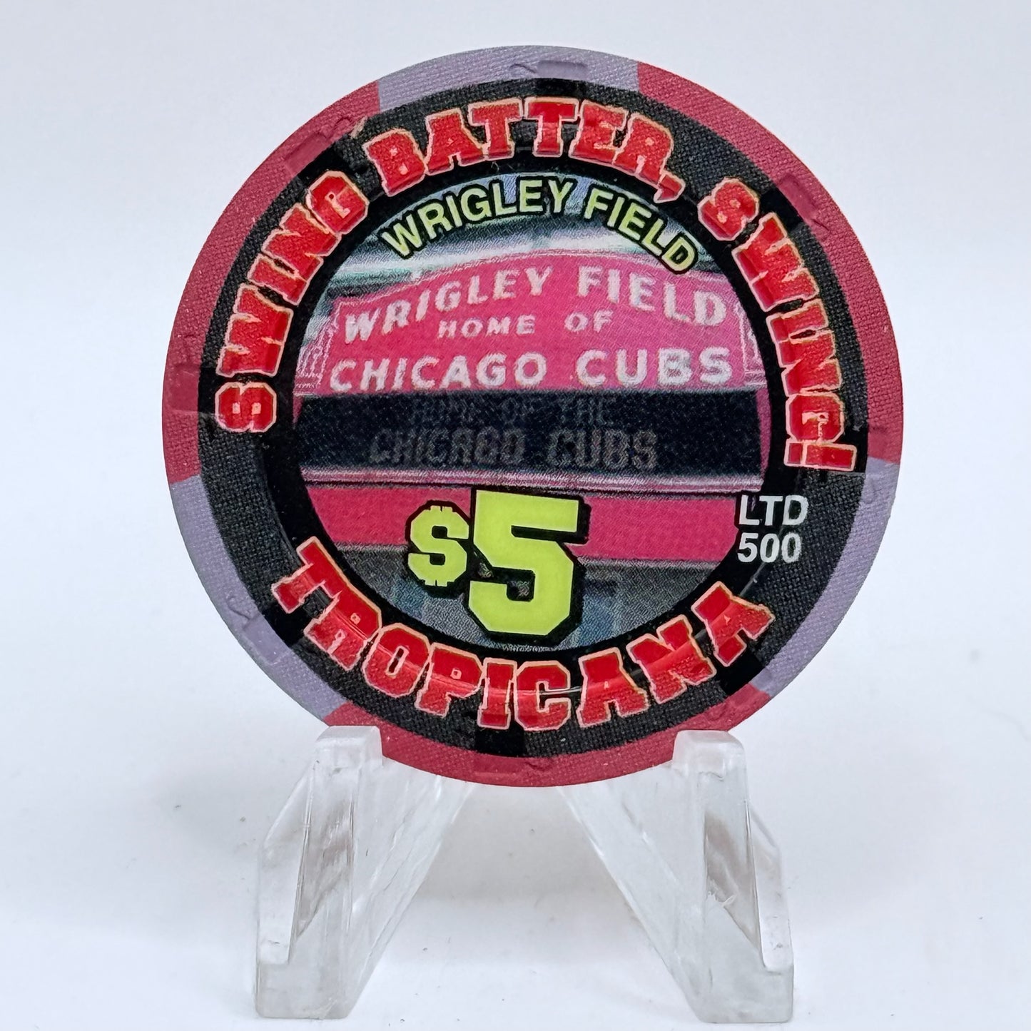 Tropicana Las Vegas Nevada 2002 'Swing Batter, Swing! - Dog Days of Summer Baseball' Series 15 LE $5 Casino Chip E2882