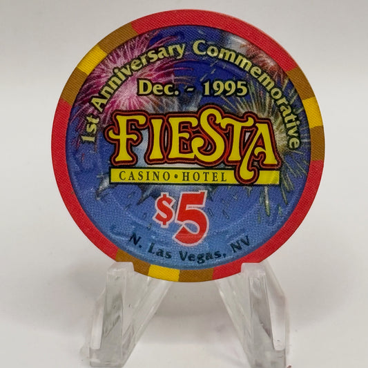 Fiesta Rancho N. Las Vegas Nevada 1995 '1st Anniversary 95 / New Years 96' LE $5 Casino Chip N2733