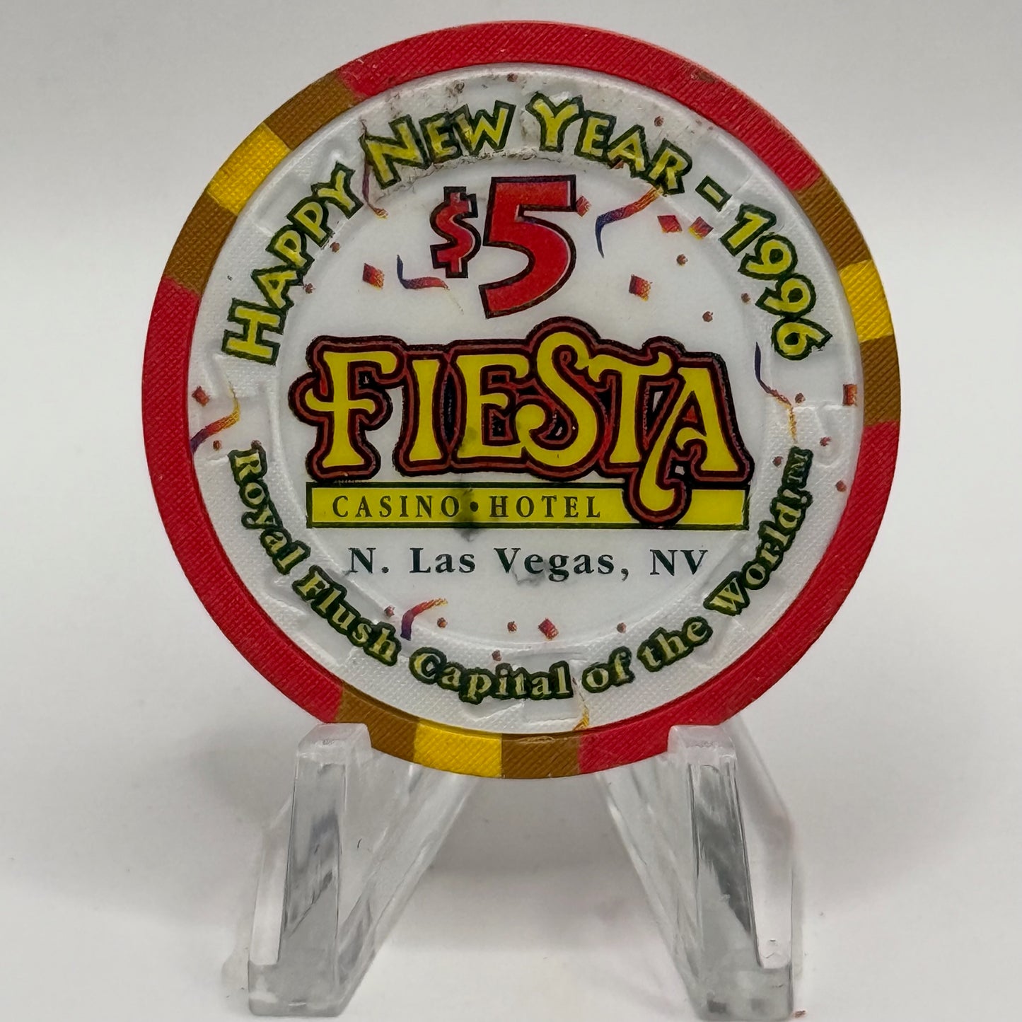 Fiesta Rancho N. Las Vegas Nevada 1995 '1st Anniversary 95 / New Years 96' LE $5 Casino Chip N2733