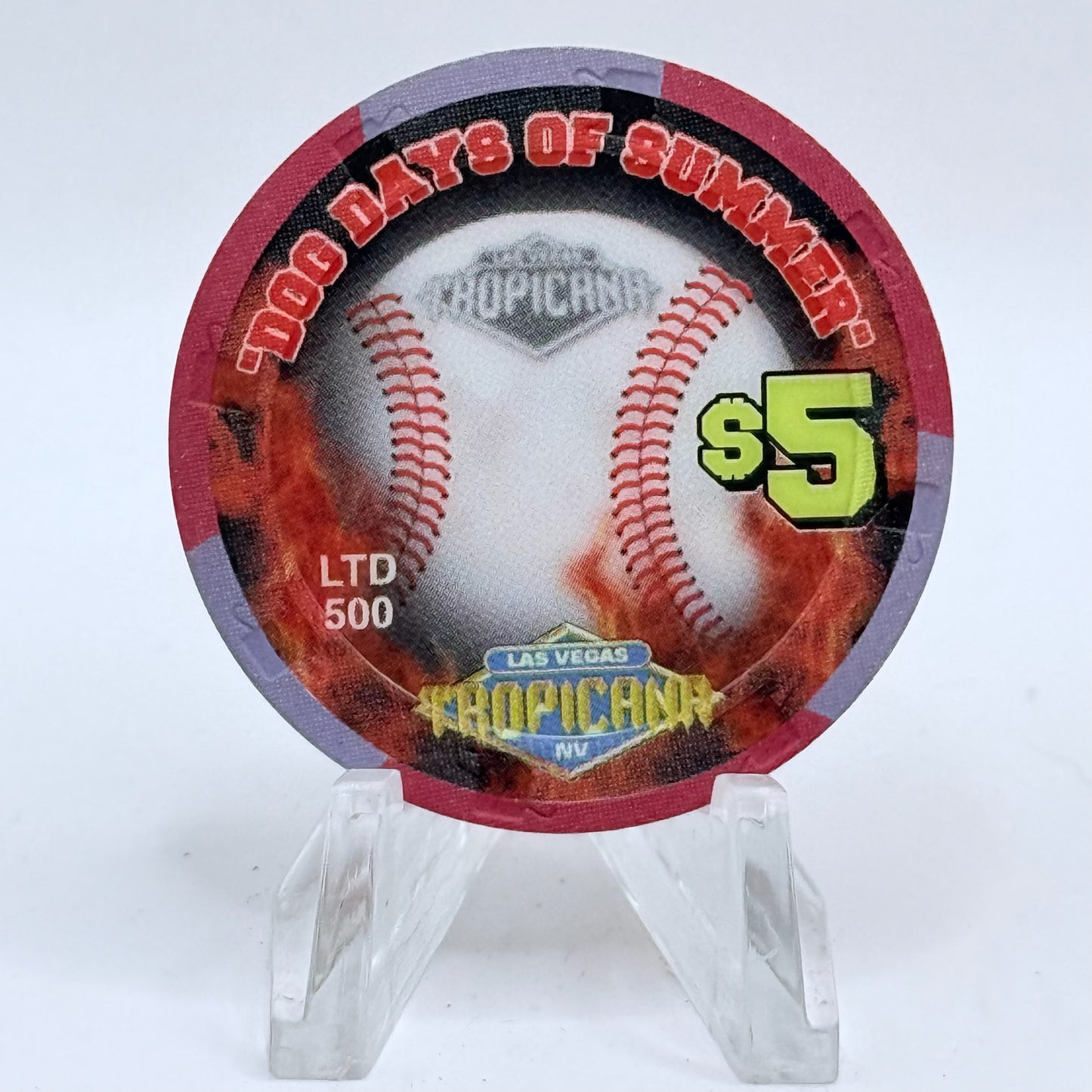 Tropicana Las Vegas Nevada 2002 'Stadium Collection Series - Dog Days of Summer Baseball' Series 15 LE $5 Casino Chip E2883