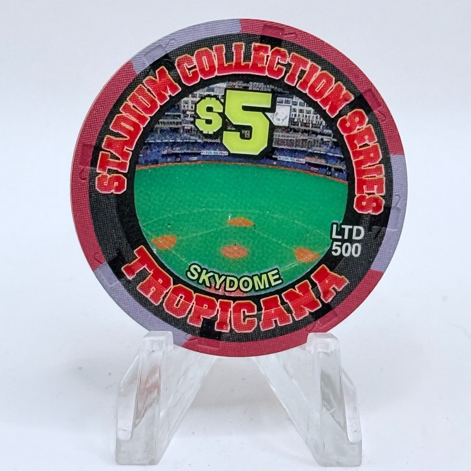 Tropicana Las Vegas Nevada 2002 'Stadium Collection Series - Dog Days of Summer Baseball' Series 15 LE $5 Casino Chip E2893