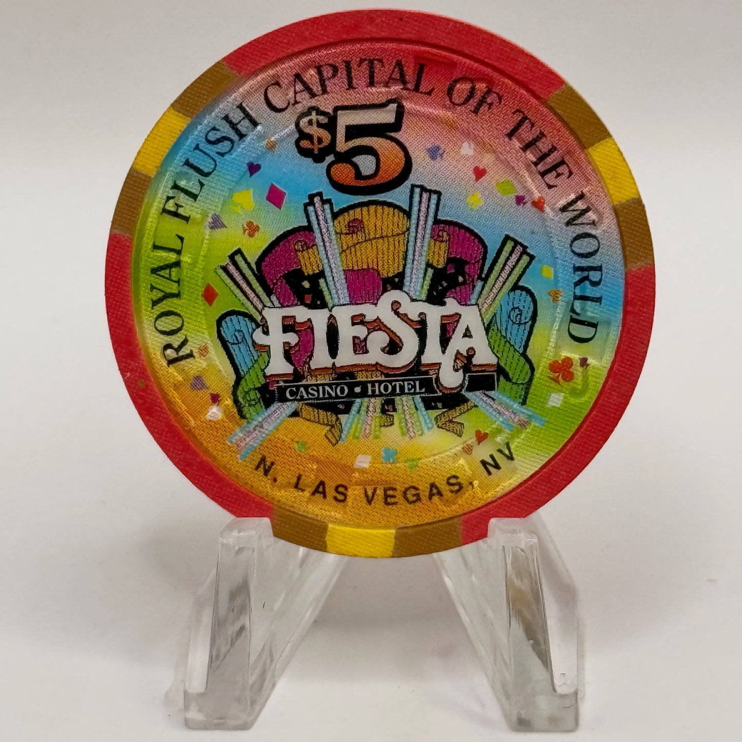 Fiesta Rancho N. Las Vegas Nevada 1997 'King of Hearts' Series 7 LE $5 Casino Chip N8236