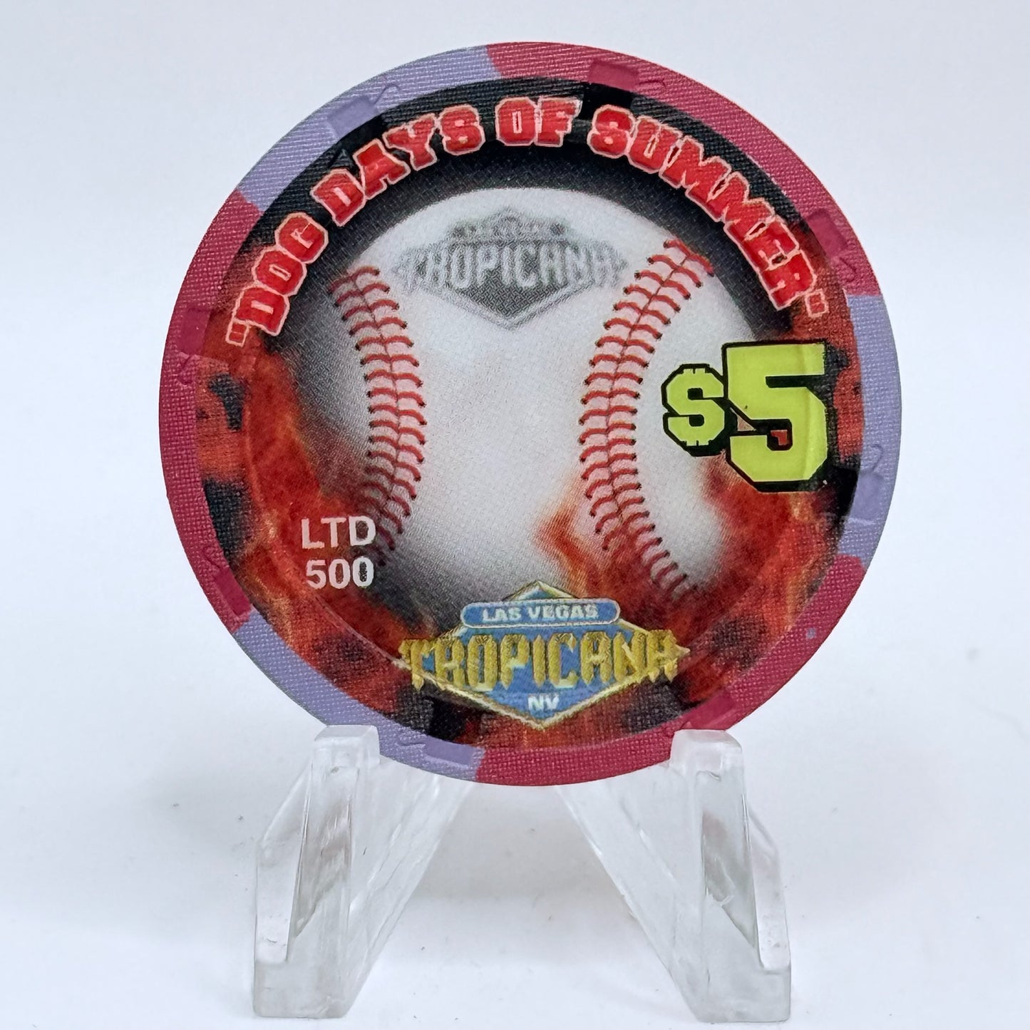 Tropicana Las Vegas Nevada 2003 'Stadium Collection Series - Dog Days of Summer Baseball' Series 15 LE $5 Casino Chip E2892