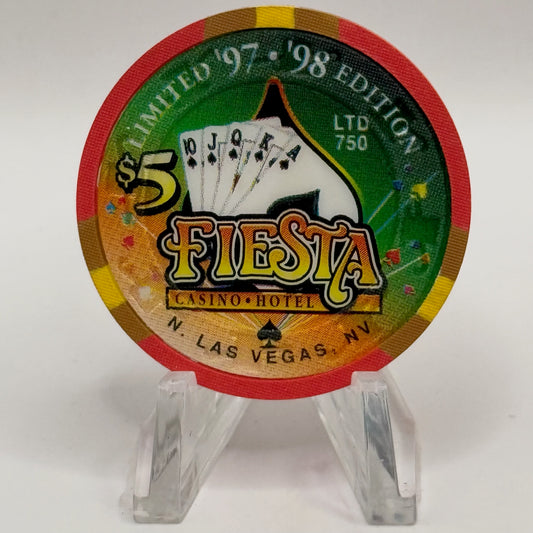 Fiesta Rancho N. Las Vegas Nevada 1998 'Royal Flush' Series 8 LE $5 Casino Chip N8238