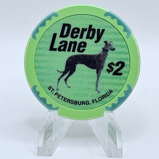 Derby Lane 'Dark Dog And Textured Rim' $2 Casino Chip
