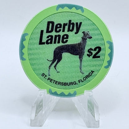 Derby Lane 'Dark Dog And Textured Rim' $2 Casino Chip