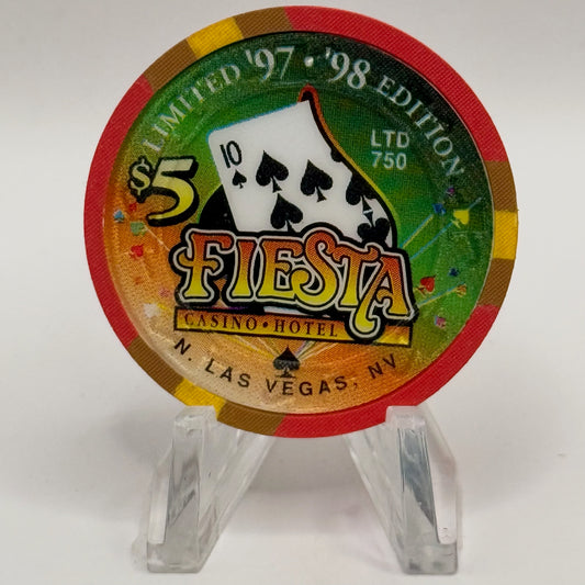 Fiesta Rancho N. Las Vegas Nevada 1998 '10 of Spades' Series 8 LE $5 Casino Chip N8239