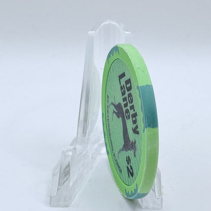 Derby Lane 'Dark Dog And Textured Rim' $2 Casino Chip