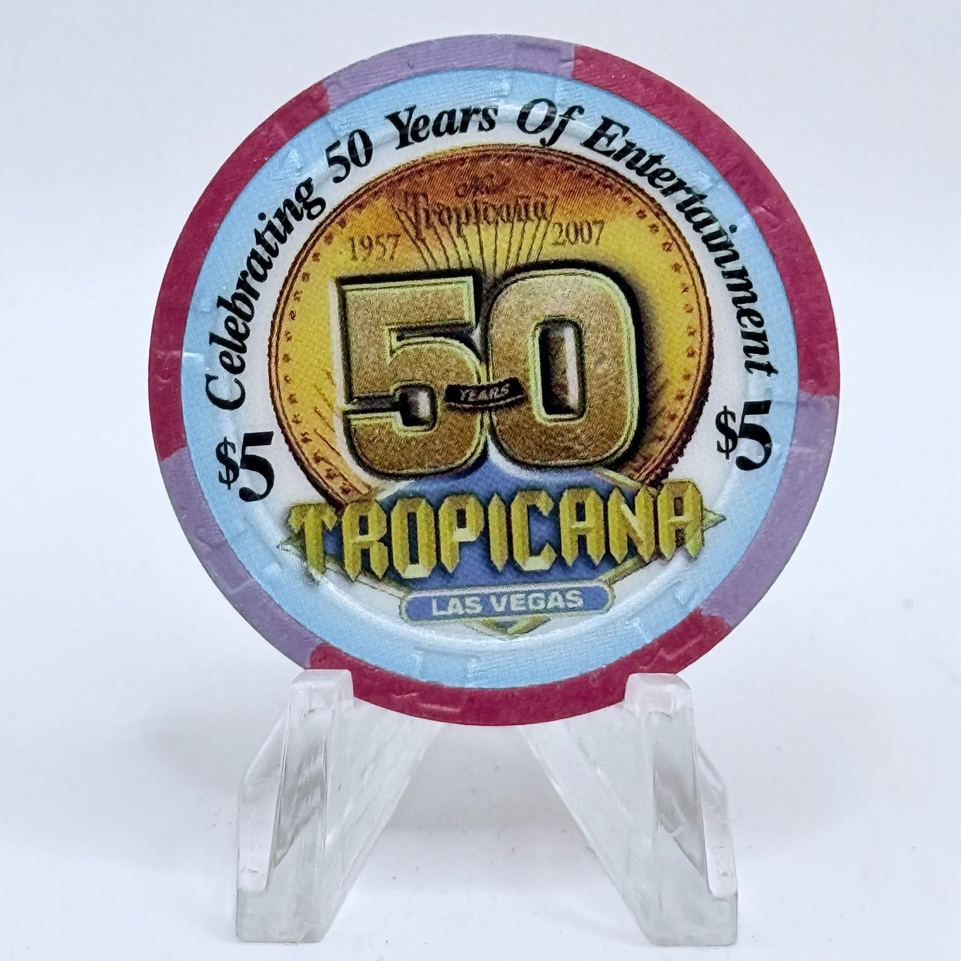 Tropicana Las Vegas Nevada 2007 'Celebrating 50 Years' LE $5 Casino Chip E6180