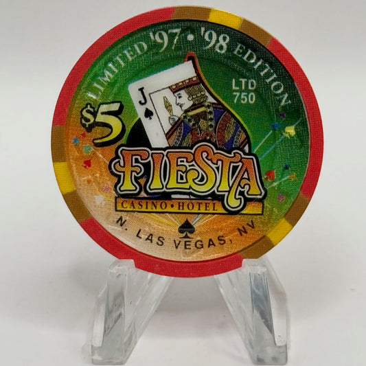 Fiesta Rancho N. Las Vegas Nevada 1998 'Jack of Spades' Series 8 LE $5 Casino Chip N8240