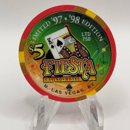 Fiesta Rancho N. Las Vegas Nevada 1998 'King of Spades' Series 8 LE $5 Casino Chip N8242