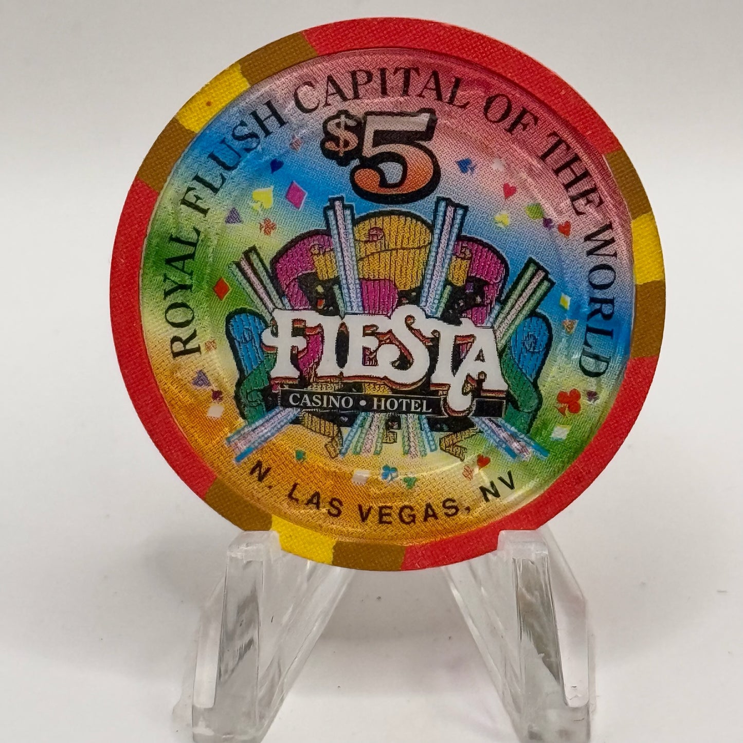 Fiesta Rancho N. Las Vegas Nevada 1998 'Royal Flush of Clubs' Series 1 LE $5 Casino Chip