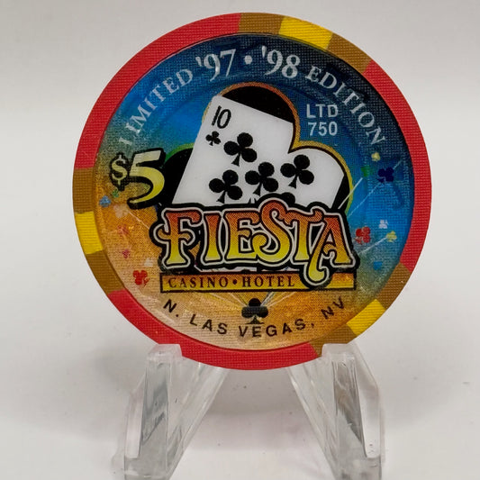 Fiesta Rancho N. Las Vegas Nevada 1998 '10 of Clubs' Series 1 LE $5 Casino Chip