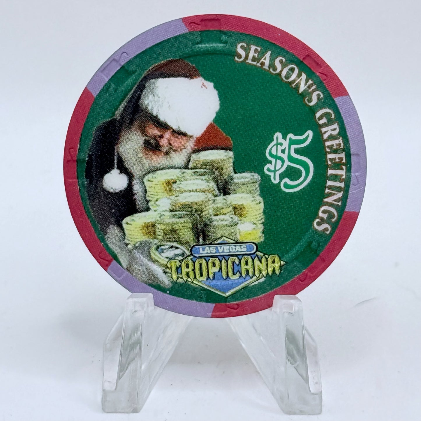 Tropicana Las Vegas Nevada 1999 'Season's Greetings' LE $5 Casino Chip V5862