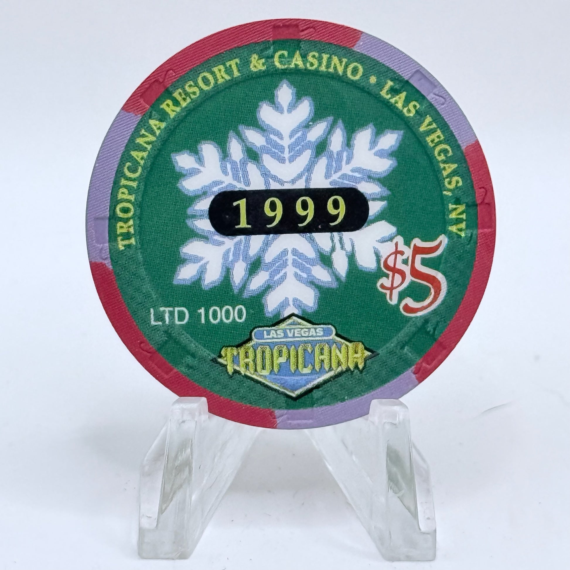 Tropicana Las Vegas Nevada 1999 'Season's Greetings' LE $5 Casino Chip V5862